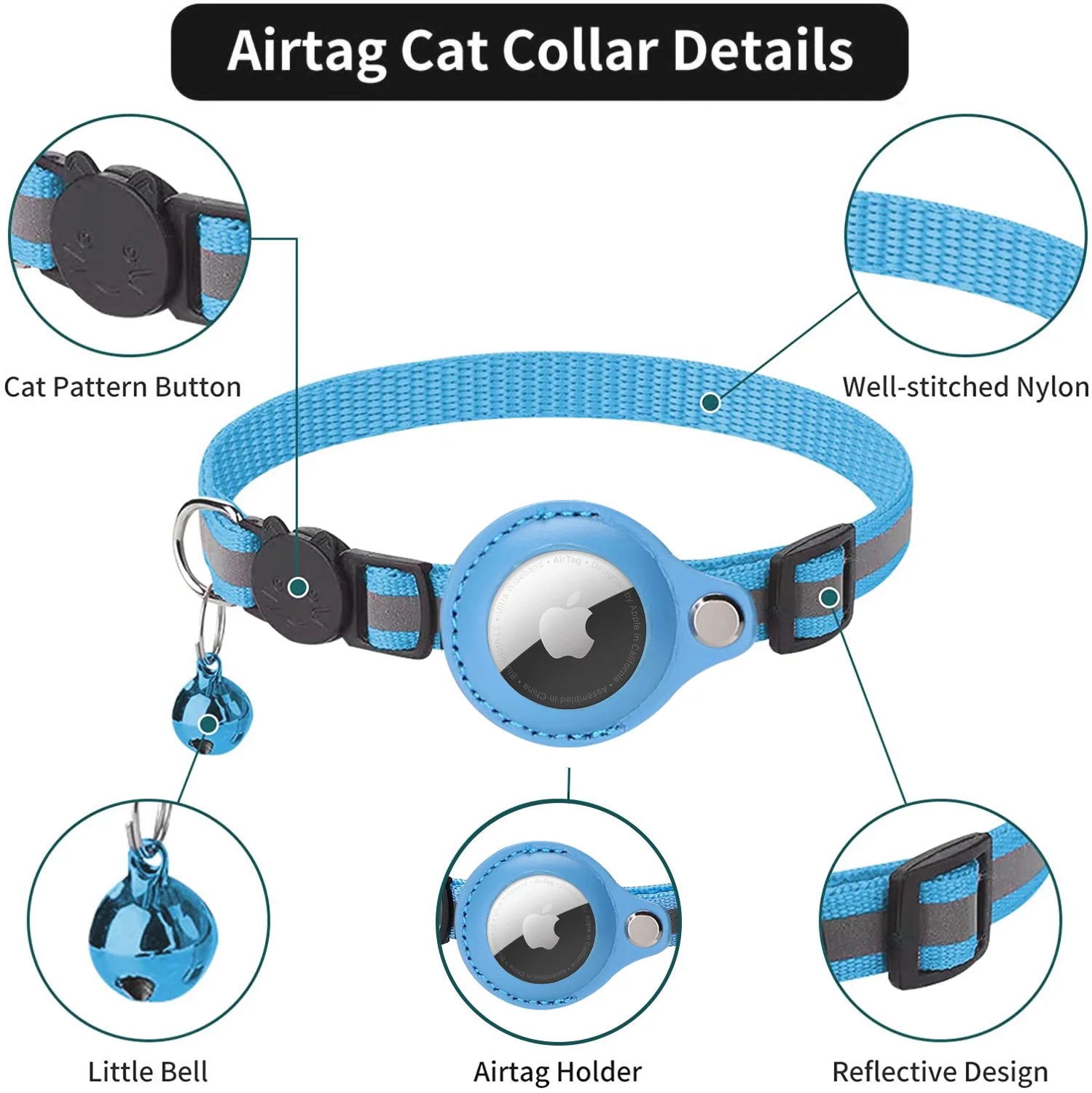 Anti-Lost Pet Cat Collar for the Apple Airtag Protective Tracker anti Lost Positioning Collar Waterproof Reflective Pet Collars